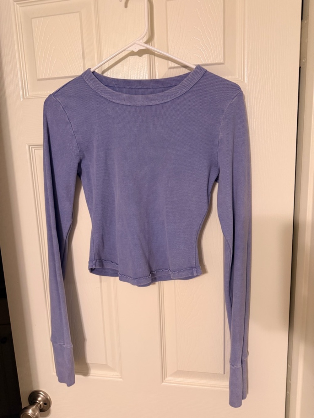 FP Movement by Free People Lavender Ribbed Long-Sleeve Crew Top